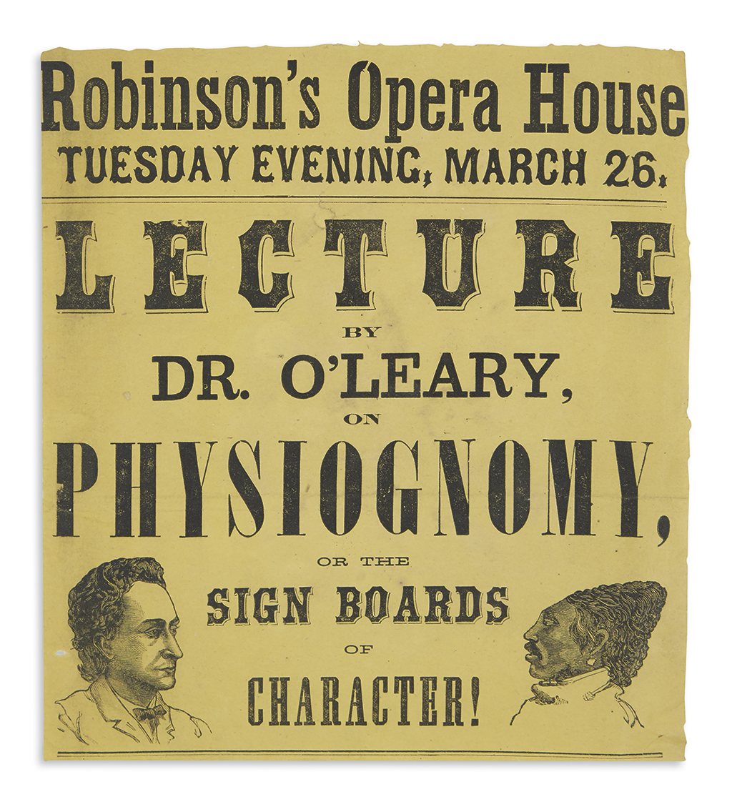 (RACISM.) Lecture by Dr. OLeary on Physiognomy, or the Sign Boards of Character!